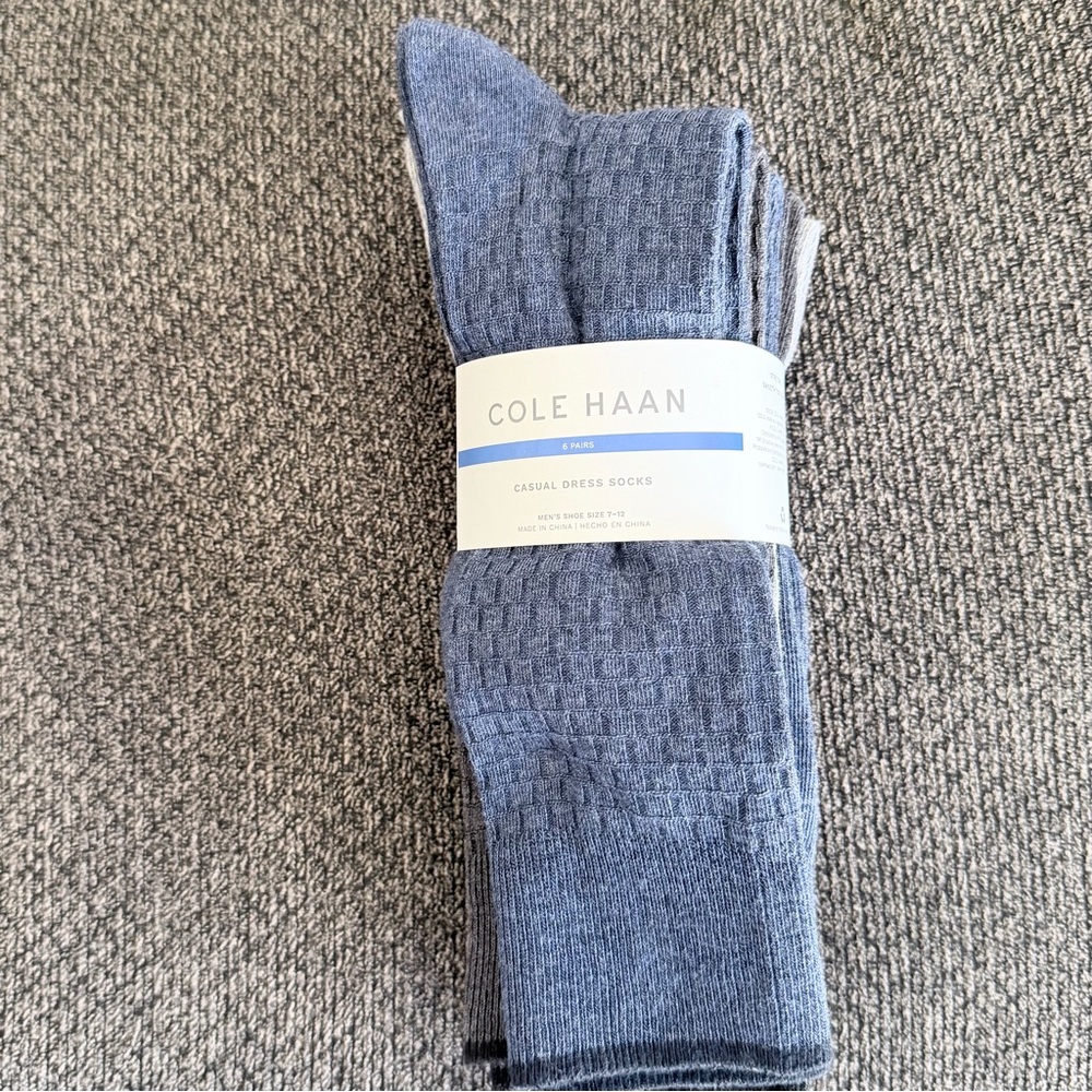 Cole Haan Casual Dress socks -6 pairs  men shoe size 7-12